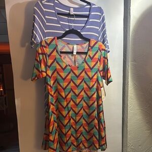 LuLaRoe Multicolor Chevron Short Sleeve Top
